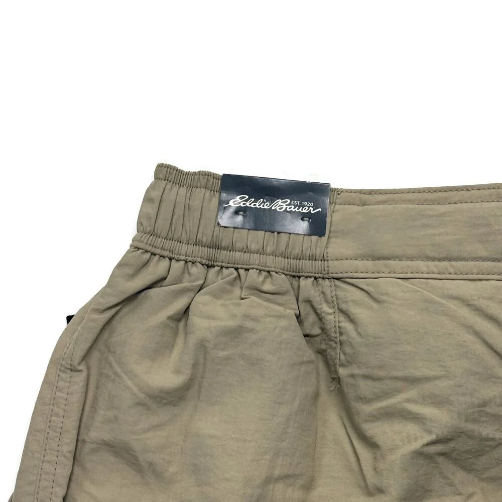Eddie Bauer Travex Shorts Mens Small Khaki Nylon‎ Belt NWT River Explorer Beige